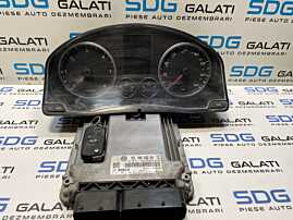 Kit Pornire ECU Calculator Motor Cip Cheie Ceas Bord Imobilizator Volkswagen Tiguan 2.0 TDI CBAB 2008 - 2012 Cod 03L906022HA 0281014701 5N0920970D [2725X] [2726X]