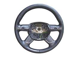 Volan Piele 4 Spite cu Comenzi Audi Q7 4L 2006 - 2015 Cod 4L0419091AC ( Tăietură Mică în Pielea Volanului, Vizibila în Imagine + Uzură Ușoară în General ) [N2355]