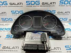 Kit Pornire ECU Calculator Motor Cip Cheie Ceas Ceasuri Cluster Instrumente Bord Audi A4 B7 1.8 T BFB 2005 - 2008 Cod 8E0909518AQ 0261208524 8E0920950R 0263626058