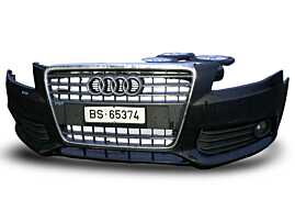 Bara Spoiler Fata Completa cu Spalatoare Faruri si Grila cu Emblema Audi A4 B8 NFL Non Facelift 2008 - 2012 Culoare LZ9Y [K7312] [K7313]