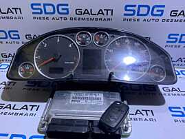Kit Pornire ECU Calculator Motor cu Cip Cheie si Ceas Ceasuri Bord cu Imobilizator Audi A6 C5 2.5 TDI AKE 1998 - 2005 Cod 4Z7907401B 0281010897 [LC1336]