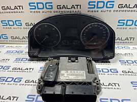Kit Pornire ECU Calculator Motor Cip Cheie Imobilizator Ceas Ceasuri Cluster Instrumente Bord Volkswagen Golf 5 1.9 TDI BLS 2004 - 2008 Cod 03G906021QJ 0281014064 1K0920854B [2920] [2919]