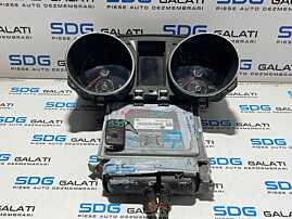 Kit Pornire ECU Calculator Motor Cip Cheie si Imobilizator cu Ceasuri Bord Volkswagen Golf 6 1.6 TDI CAY CAYC 2008 - 2014 Cod 03L906023H 03L906023A 5WP42811AA [L3010] [L3011]