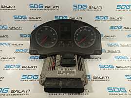 Kit Pornire ECU Calculator Motor Cip Cheie Ceas Ceasuri Bord cu Imobilizator Volkswagen Golf 5 1.6 FSI 2004 - 2008 Cod 03C906056CK 0261S02185 1K0920952A [L1930]