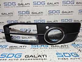 Grila Ornament Proiector Ceata Dreapta de pe Bara Spoiler Fata Audi A6 C6 2004 - 2011 Cod 4F0807682Q [N6838]