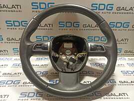 Volan Piele Perforata 3 Spite Fara Comenzi FARA Airbag Audi A4 B8 2008 - 2012 [L0782]